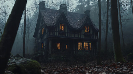 abstract background with hunted house