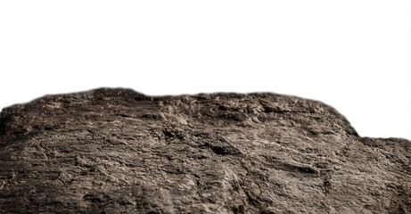 Large gray stone with space for product presentation isolated on white background