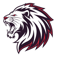 A stylized illustration captures the fierce intensity of a lion's profile. A powerful depiction of the king of beasts, showcasing its majestic mane and unwavering gaze. Generative AI