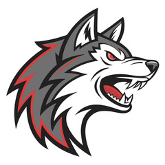 Obraz premium A stylized illustration of a wolf's head, showcasing its fierce expression and powerful features. Generative AI