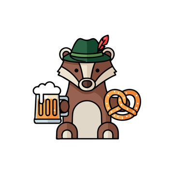 Badger in Lederhosen Oktoberfest Fun Illustration