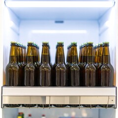 Close-up of beer bottles in a refrigerator