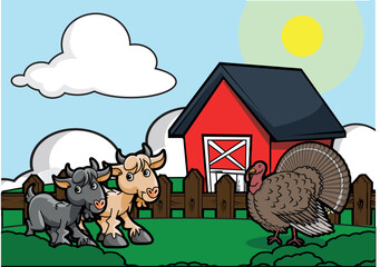 Farm Animal Cartoon Vector Illustration Design 