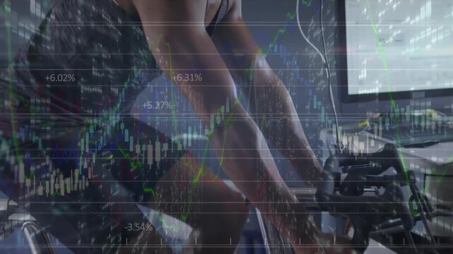 Animation of data processing over caucasian businessman using smartphone