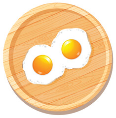 Two Fried Eggs on Wooden Cutting Board