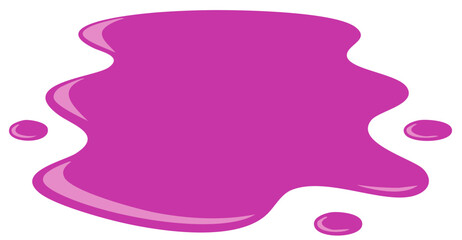 Vibrant purple liquid puddle abstract illustration with small droplets and shiny highlights