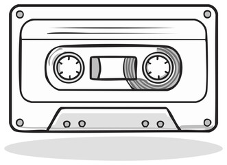 Doodle Style Cassette Tape Illustration - Retro Audio Technology Concept