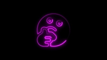 Neon pink face palm emoji illustration on a black background depicting frustration or disbelief