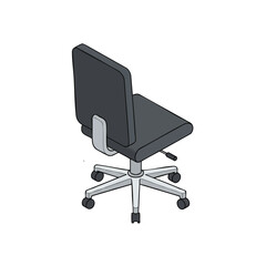 Fototapeta premium An isometric illustration of a modern office chair, viewed from the back, isolated on white.