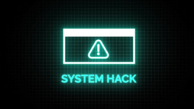 Glitch Alert System Hack Animation: Digital Grid Interface, Cybe rsecurity Breach Warning, Hacker Screen, Virus Threat Signal, Data Intrusion