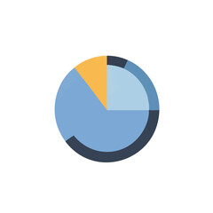 A simple pie chart displays data divided into four segments of varying sizes and colors.