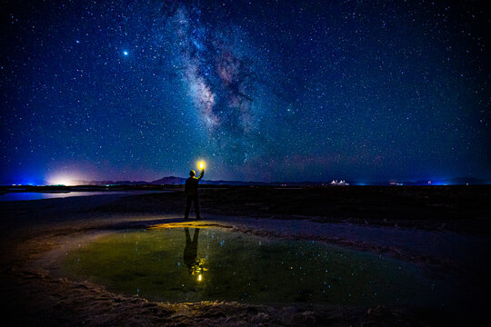 Night Photography at Dachaidan Emerald Lake Under Starry Sky