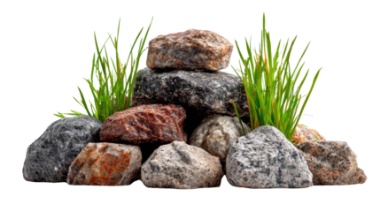 Rock Garden Harmony: A picturesque rock garden, showcasing an artful arrangement of diverse stones and verdant plants in a minimalist display, perfect for a natural, serene background.