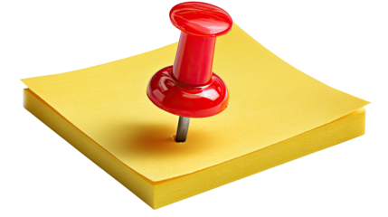 Pinned Reminder: A bright red pin secures a stack of yellow sticky notes. An everyday scene that captures the essence of simplicity and the power of tangible reminders.