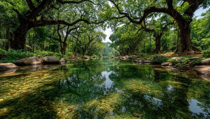 Serene Forest Stream Reflections