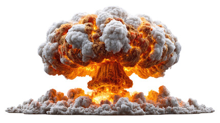 Nuclear Inferno: Capturing the raw power and awe-inspiring beauty of a nuclear explosion. The image depicts the fiery energy of the blast and mushroom cloud.