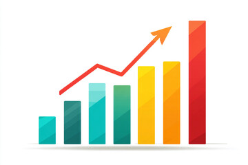 Colorful bar graph showing upward trend growth success development increase