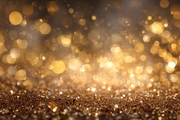 Golden glitter bokeh background sparkling lights and shimmer