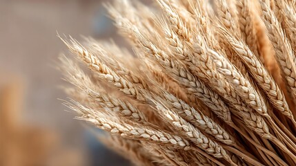 Bunch of wheat ears isolated on a transaprent background in close-up