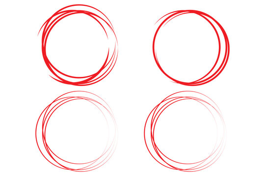 Hand drawing circle line sketch set.doodle round circles for message note mark design element. Doodle set of black hand drawn circle line.