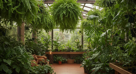 Stunning indoor garden with lush greenery creating a tranquil and inviting space for relaxation