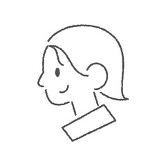 横向きのショートヘアの女性のアイコンイラスト