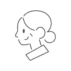 横向きのショートヘアの高齢女性のアイコンイラスト