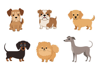 Set of Cute Dogs element design. flat style illustration.
