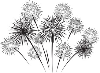 Fototapeta premium Bursting celebratory firework display silhouette vector