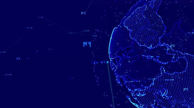 Digital Technology Network, Futuristic Data Connection, Global Internet Communication, 3D Animation Background Video