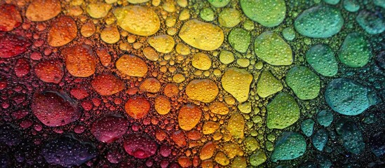 Colorful abstract pattern of clustered liquid droplets
