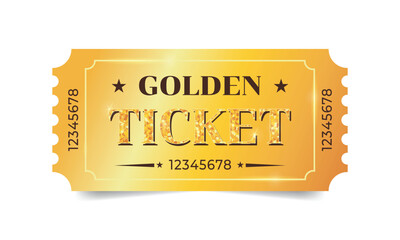 Vector golden ticket template. Premium ticket design