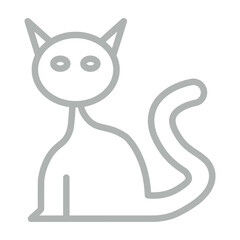 Black Cat Vector Line Grey Icon Design