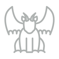 Gargoyle Vector Line Grey Icon Design