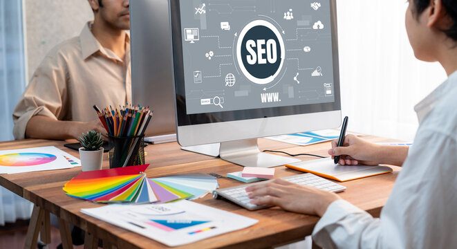 SEO search engine optimization for brisk e-commerce and online retail business showing on computer screen