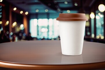 Cup of tasty hot coffee on the desk