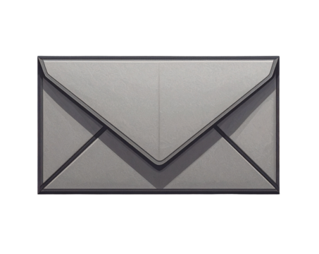  Minimal Flat Envelope Icon with Clean Lines, front view, isolated on transparent background