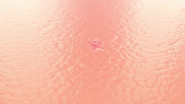 Acne recovery on the skin surface, cell regeneration, skin repair, anti-inflammatory and anti-itching, restore body energy and health, treatment of atopic dermatitis and eczema, 3D rendering.