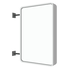 Wall mounted blank signage board mockup isolated on white background illustration