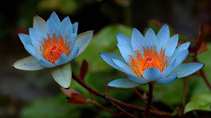 Blue Water Lilies in Bloom