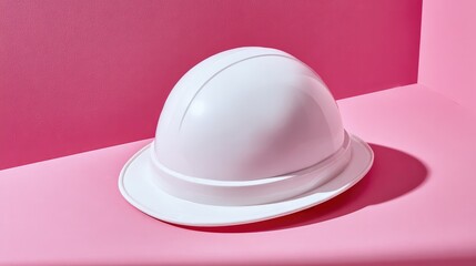 Fototapeta premium White hard hat on a colored background