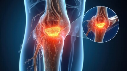 3d rendered illustration of human body with red pain point highlighted