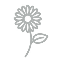 Sunflower Vector Line Grey Icon Design