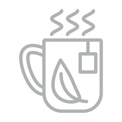 Tea Mug Vector Line Grey Icon Design