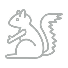 Squirrel Vector Line Grey Icon Design