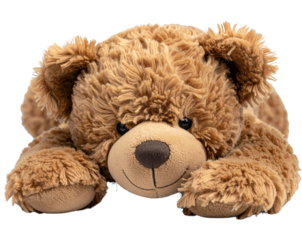  Vintage Sleeping Teddy Bear with Closed Eyes, hand-crafted style, slightly tilted, isolated on transparent background