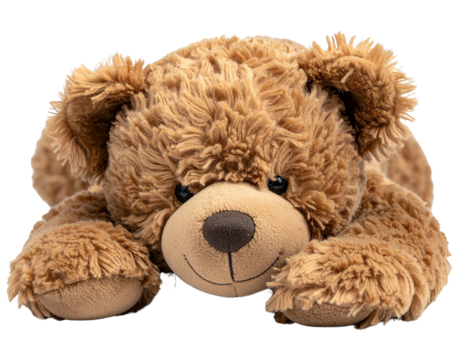  Vintage Sleeping Teddy Bear with Closed Eyes, hand-crafted style, slightly tilted, isolated on transparent background