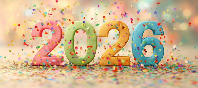 Neues Jahr 2026 - Hintergrund f&uuml;r Kinder Silvesterparty