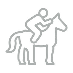 Horse Rider Vector Line Grey Icon Design
