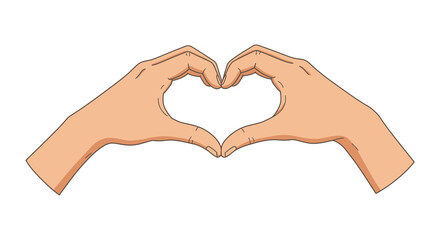 Hands forming a heart shape with fingers on a white background